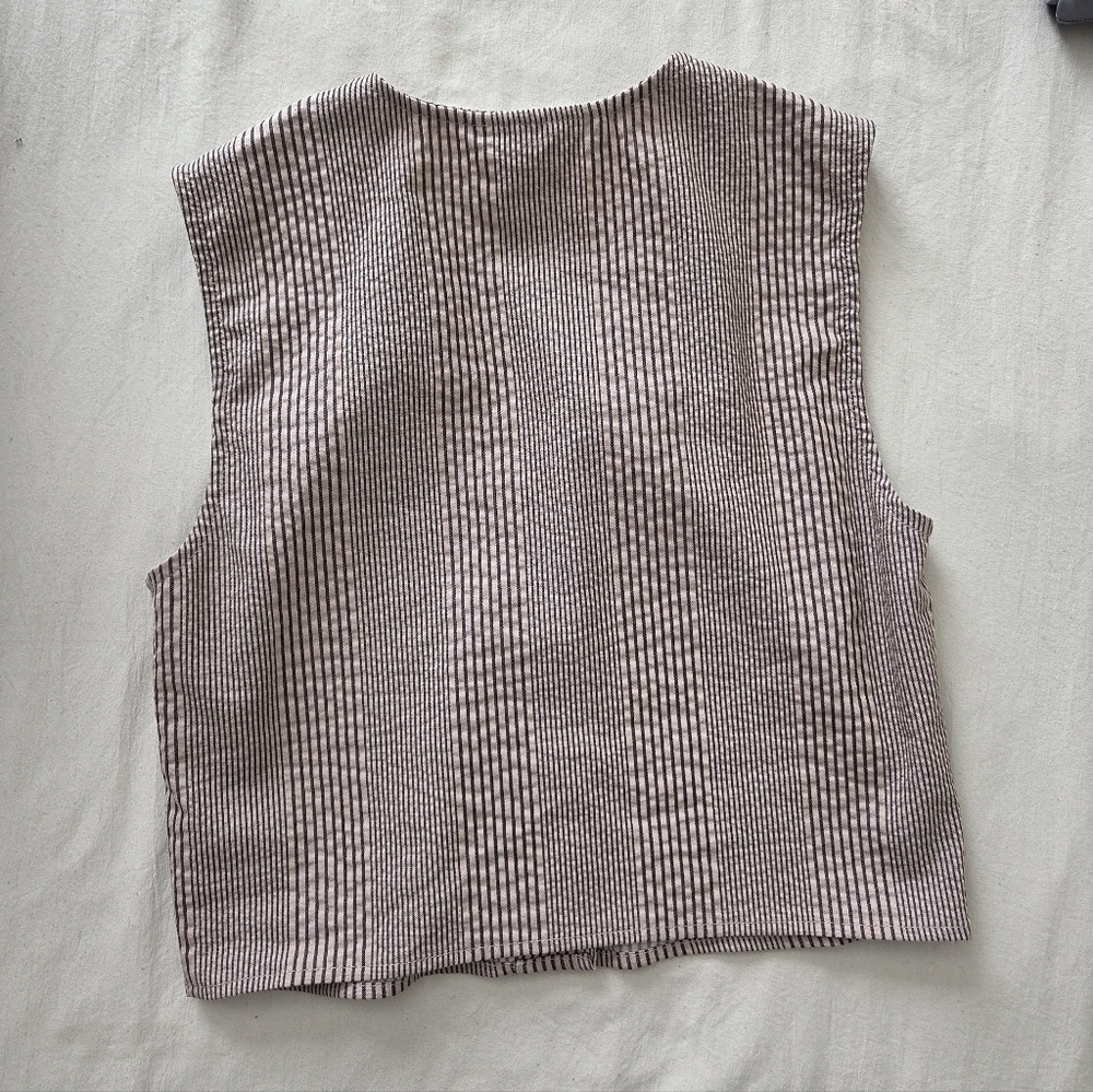 Self Contrast Striped Button-Up Vest Size XS USA Made - Picture 3 of 7
